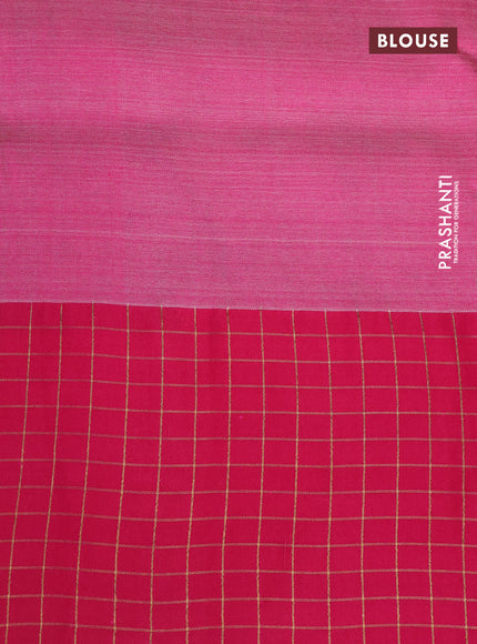 Pure tussar silk saree purple and pink with floral digital prints and temple design zari checked border