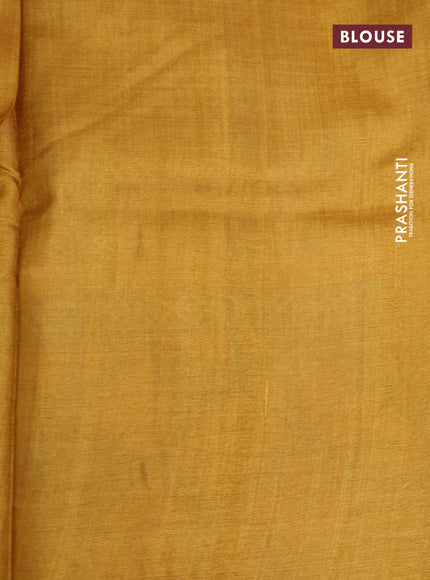 Pure tussar silk saree mustard yellow with butta prints and printed border