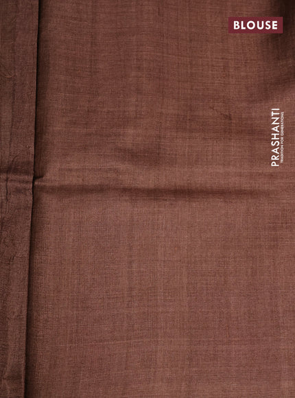 Pure tussar silk saree sandal and multi colour with butta prints and printed border