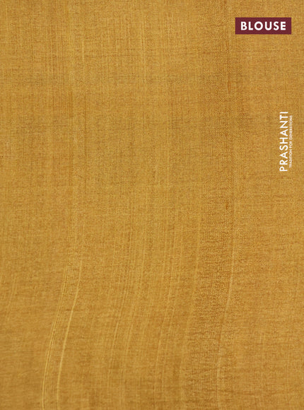 Pure tussar silk saree mustard yellow with allover kalamkari prints and printed border