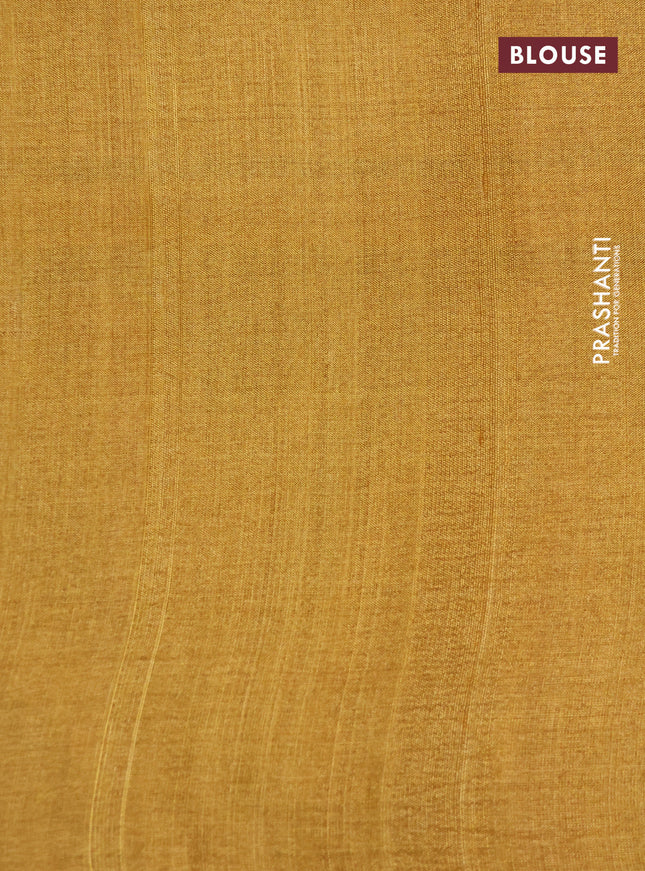 Pure tussar silk saree mustard yellow with allover kalamkari prints and printed border