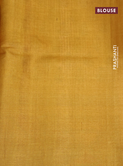 Pure tussar silk saree beige and multi colour with floral butta prints and printed border