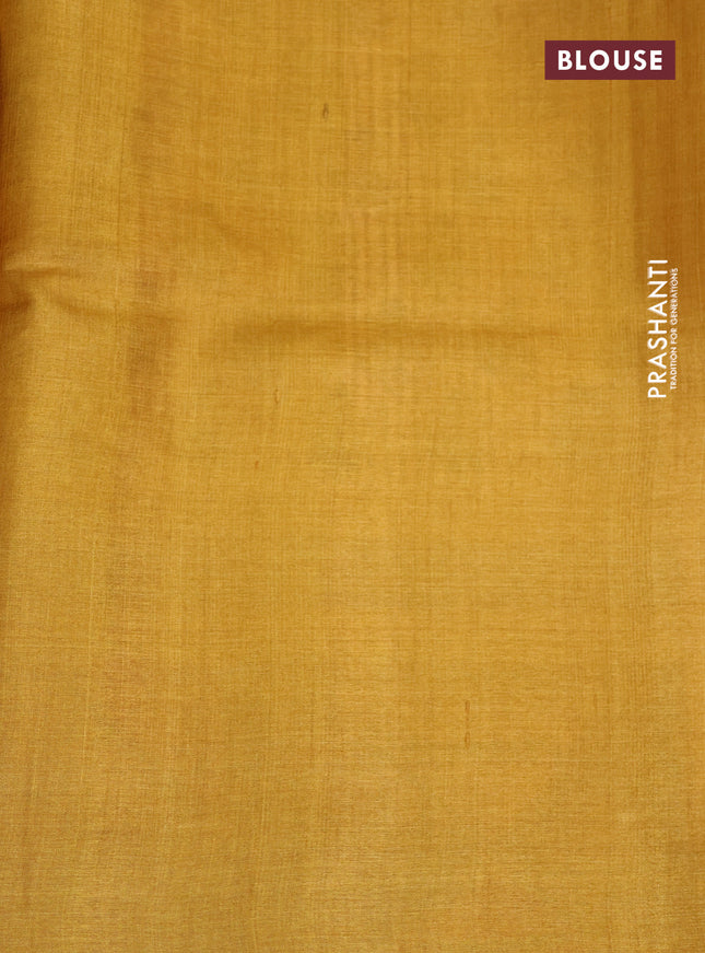 Pure tussar silk saree beige and multi colour with floral butta prints and printed border