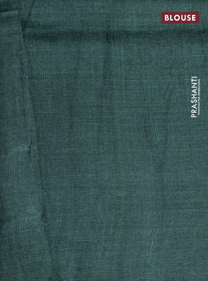 Pure tussar silk saree sandal and multi colour with floral butta prints and printed border