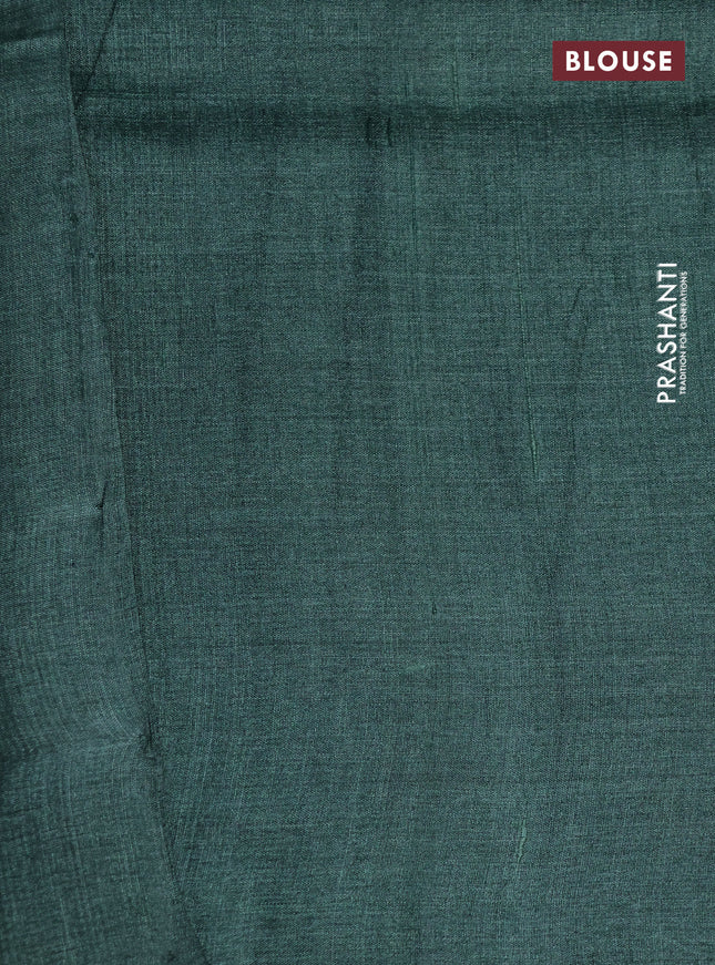 Pure tussar silk saree sandal and multi colour with floral butta prints and printed border