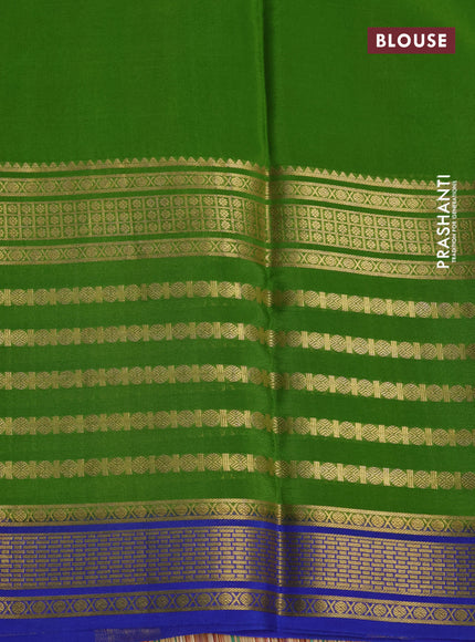 Pure mysore silk saree maroon and green with plain body and long zari woven border