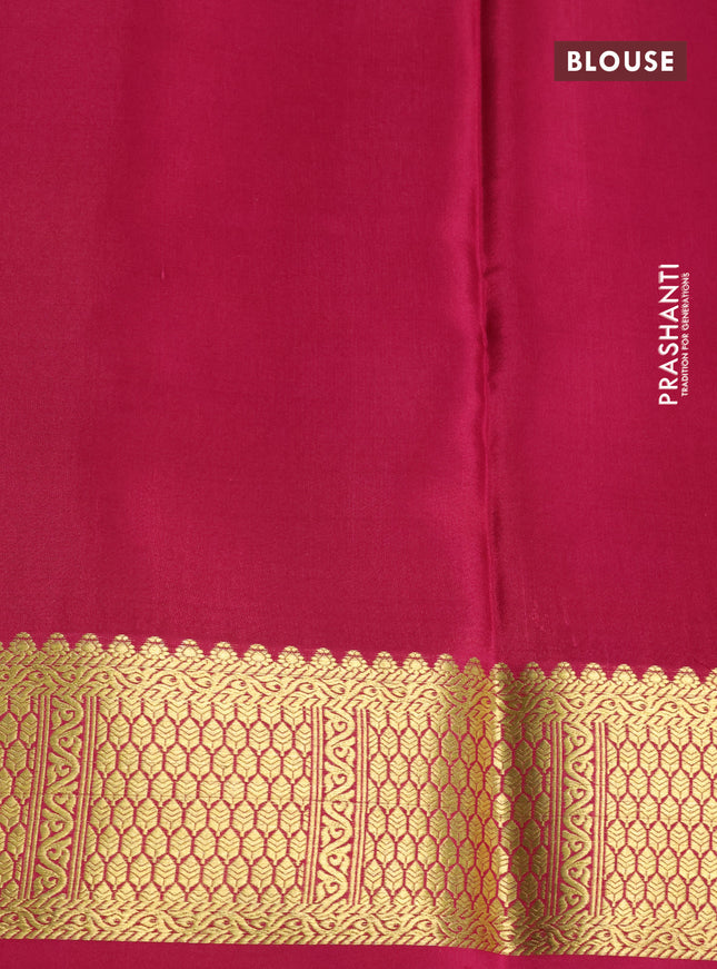 Pure mysore silk saree light blue and pink with plain body and zari woven border