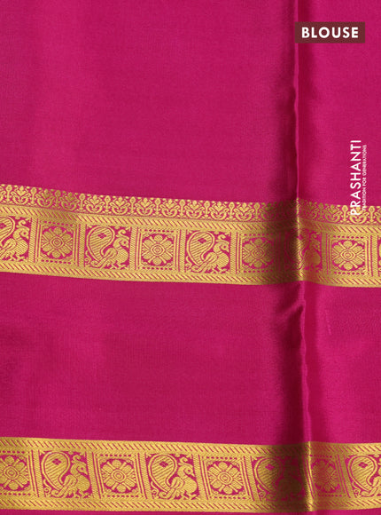 Pure mysore silk saree cs blue and pink with zari woven buttas and rettapet zari woven border