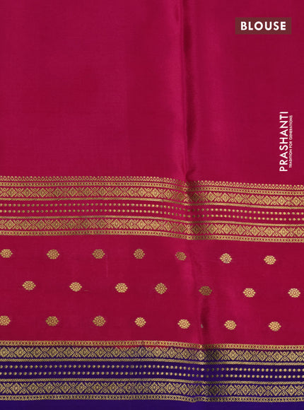 Pure mysore silk saree teal green and pink blue with zari woven buttas and zari woven border
