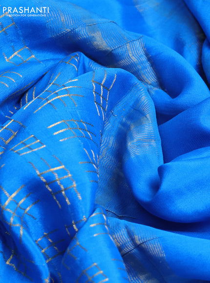 Pure mysore silk saree cs blue with allover geometric zari weaves and zari woven border