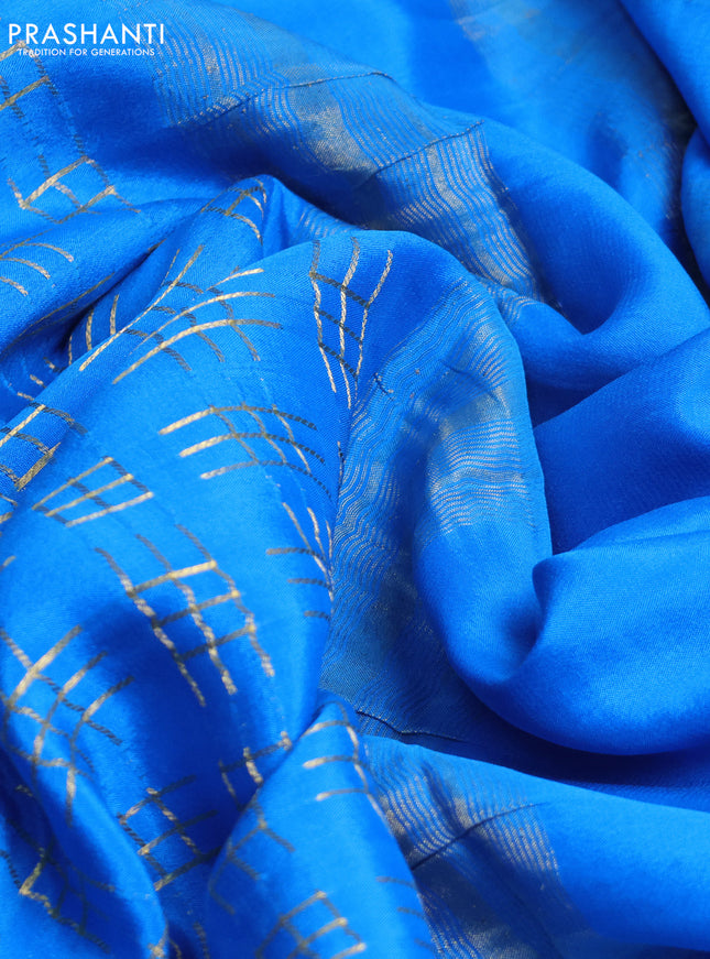 Pure mysore silk saree cs blue with allover geometric zari weaves and zari woven border