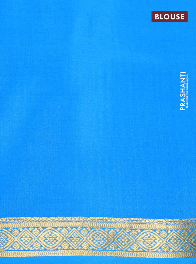 Pure mysore silk saree cs blue with allover geometric zari weaves and zari woven border