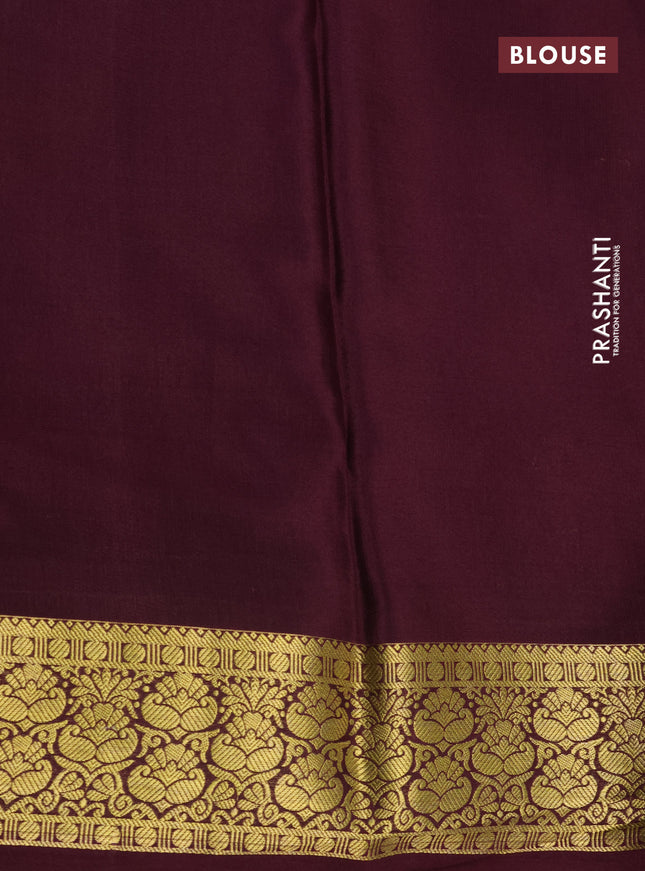 Pure mysore silk saree light pink and deep wine shade with half & half style and zari woven border