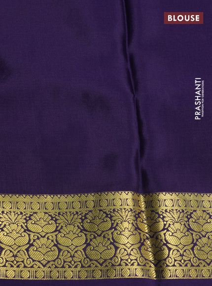 Pure mysore silk saree light blue and navy blue with half & half style and zari woven border