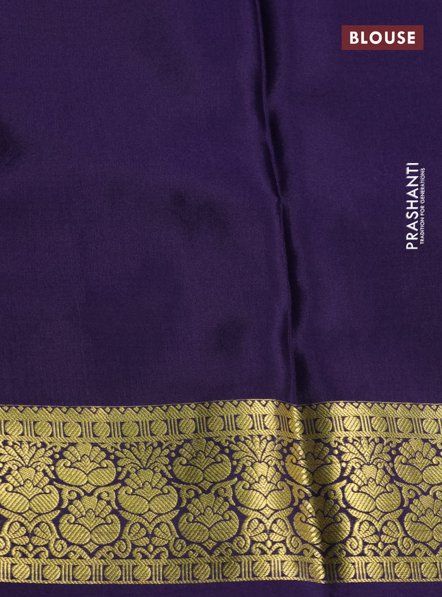 Pure mysore silk saree light blue and navy blue with half & half style and zari woven border