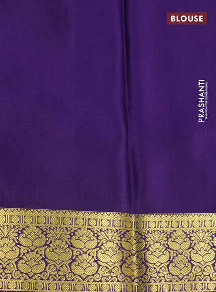 Pure mysore silk saree peach pink and deep violet with half & half style and zari woven border