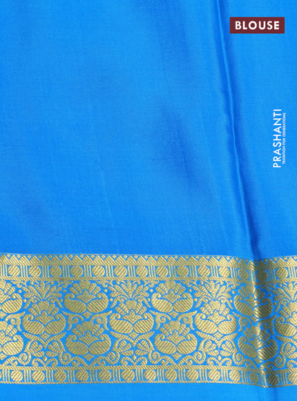 Pure mysore silk saree royal blue and cs blue with half & half style and zari woven border
