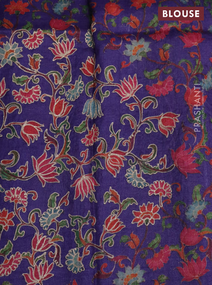 Pure tussar silk saree violet with pichwai prints & pita work