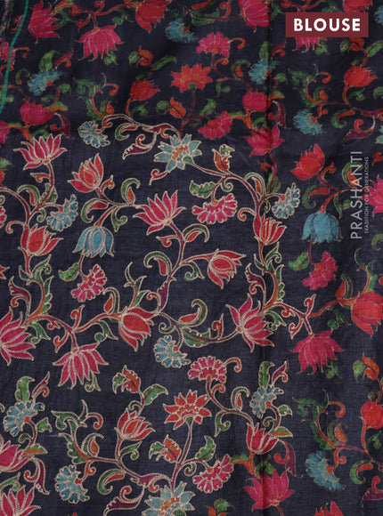 Pure tussar silk saree elephant grey with pichwai prints & pita work