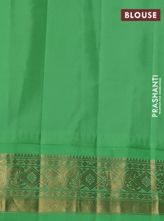 Pure gadwal silk saree honey shade and teal green shade with zari woven buttas and temple design zari woven border