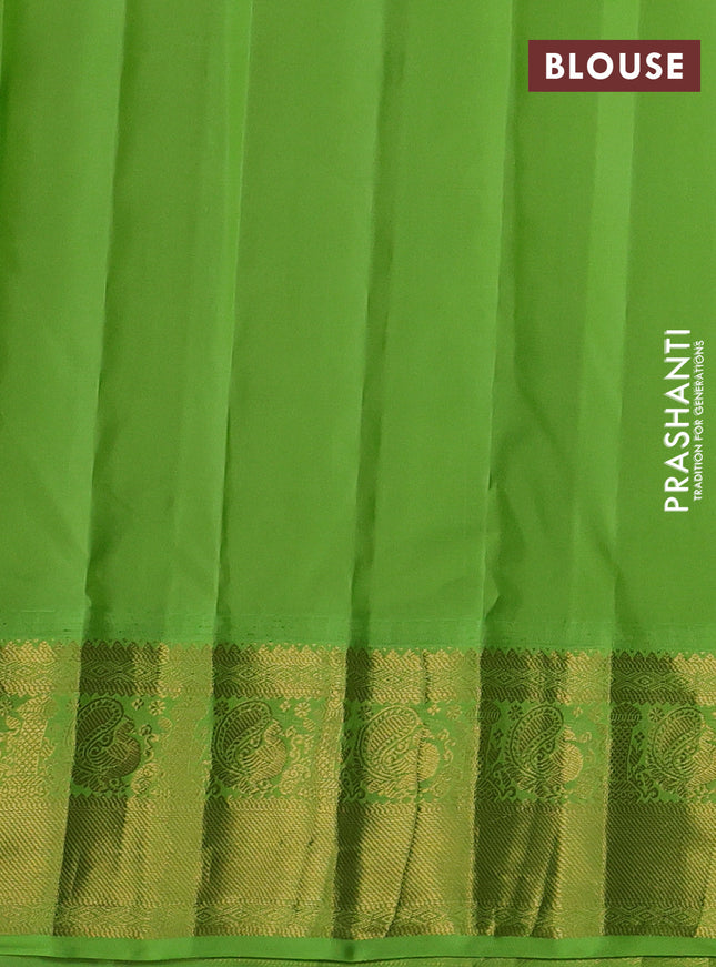 Pure gadwal silk saree purple and light green with zari woven buttas and temple design zari woven border