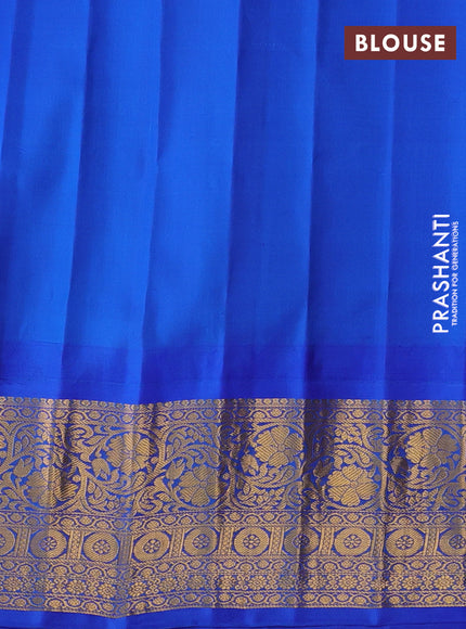 Pure gadwal silk saree maroon and blue with zari woven buttas and temple design zari woven border