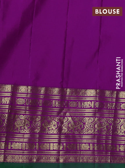 Pure gadwal silk saree cs blue and purple with thread & zari woven buttas and long zari woven border