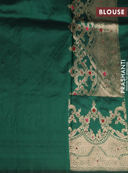 Banarasi katan silk saree green with zari woven buttas and zari woven border