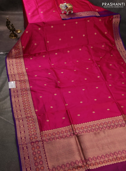 Banarasi katan silk saree pink and purple with zari woven buttas and zari woven border