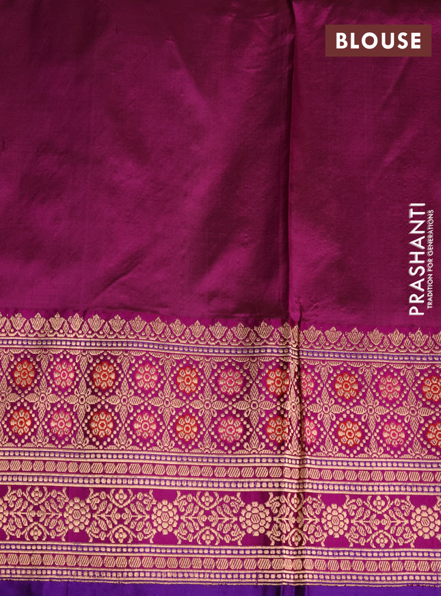 Banarasi katan silk saree pink and purple with zari woven buttas and zari woven border