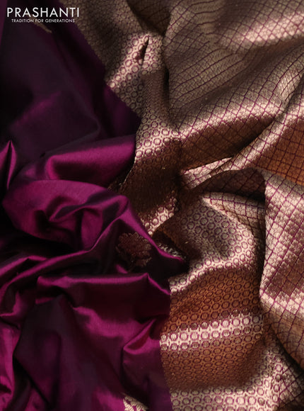 Banarasi katan silk saree dark magenta pink and dual shade of green with zari woven floral buttas and zari woven butta border