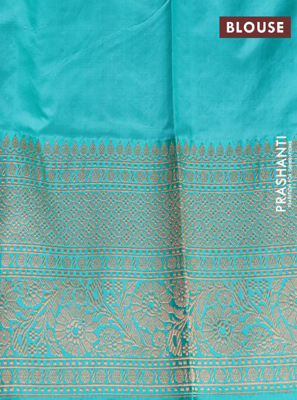 Banarasi katan silk saree light green and teal green with zari woven floral buttas and zari woven border