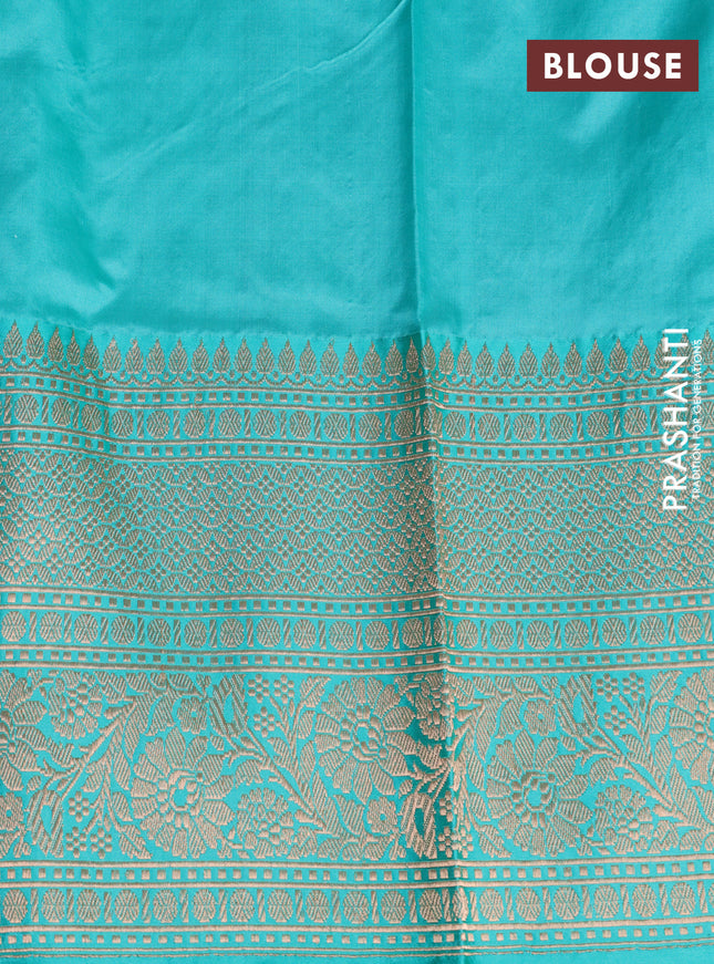 Banarasi katan silk saree light green and teal green with zari woven floral buttas and zari woven border