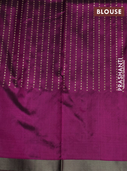 Banarasi katan silk saree purple and grey with zari woven floral buttas and piping border