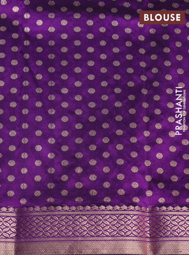 Banarasi katan silk saree violet with zari woven floral buttas and zari woven border