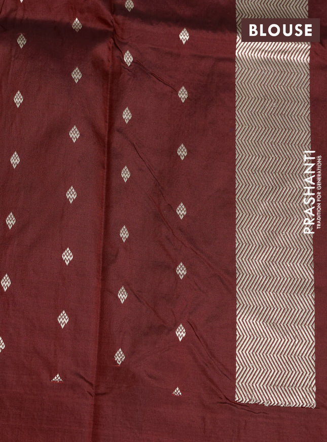 Banarasi katan silk saree maroon with zari woven floral buttas and zari woven border