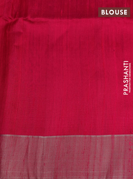 Pure raw silk saree royal blue and pink with allover silver zari woven geometric buttas and zari woven border
