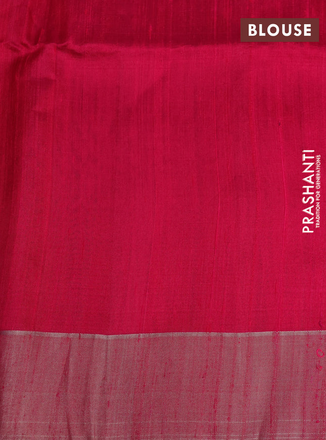 Pure raw silk saree royal blue and pink with allover silver zari woven geometric buttas and zari woven border