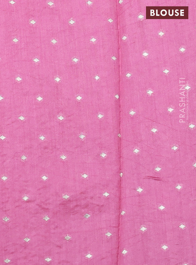 Organza silk saree peach orange and pink with allover zari checks & sequin embroidery and small zari woven border