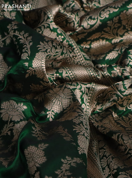 Pure banarasi uppada silk saree green with allover zari woven brocade weaves and zari woven border