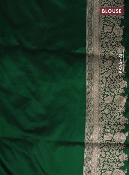 Pure banarasi uppada silk saree green with allover zari woven brocade weaves and zari woven border
