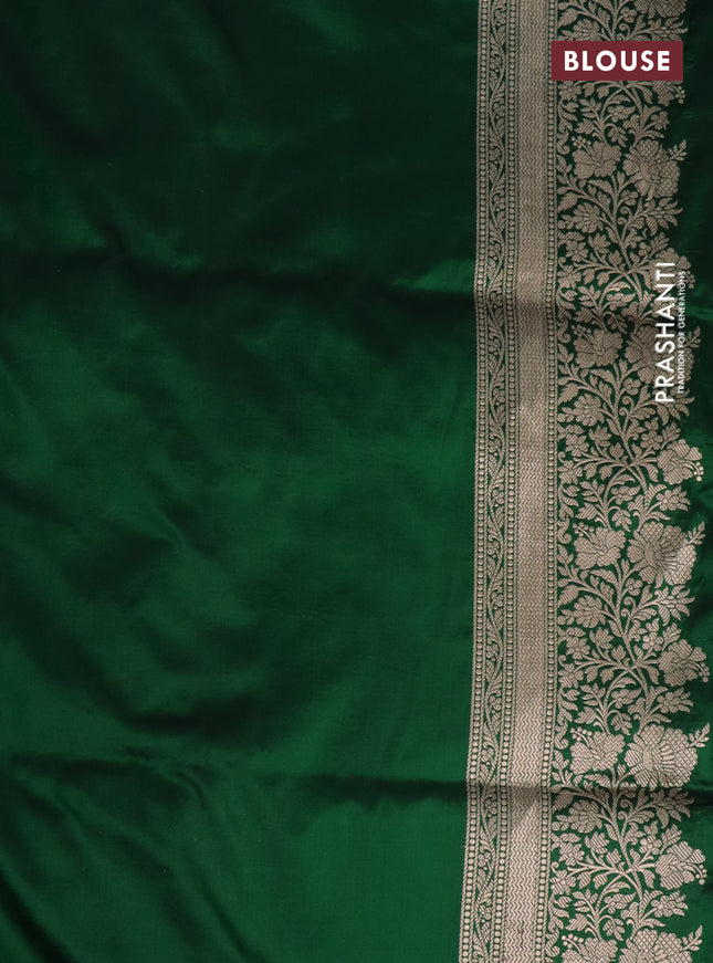 Pure banarasi uppada silk saree green with allover zari woven brocade weaves and zari woven border