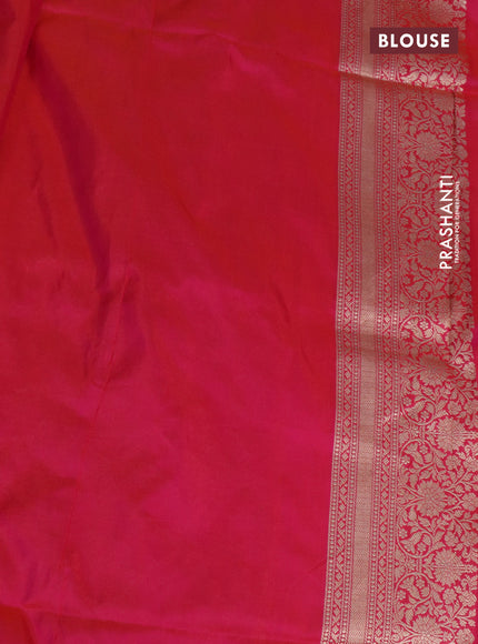 Pure banarasi uppada silk saree dual shade of pinkish orange with allover zari woven brocade weaves and zari woven border