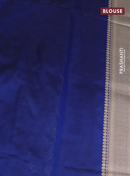Pure banarasi uppada silk saree blue with allover zari woven brocade weaves and zari woven border