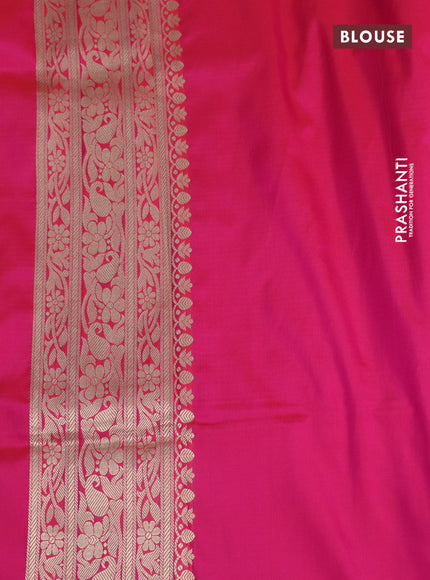 Pure banarasi uppada silk saree dual shade of pink with allover zari woven brocade weaves and zari woven border