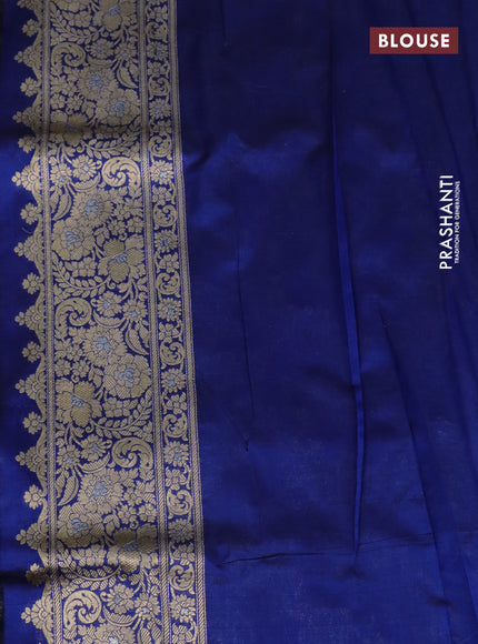 Pure banarasi uppada silk saree blue with allover zari woven brocade weaves and zari woven border