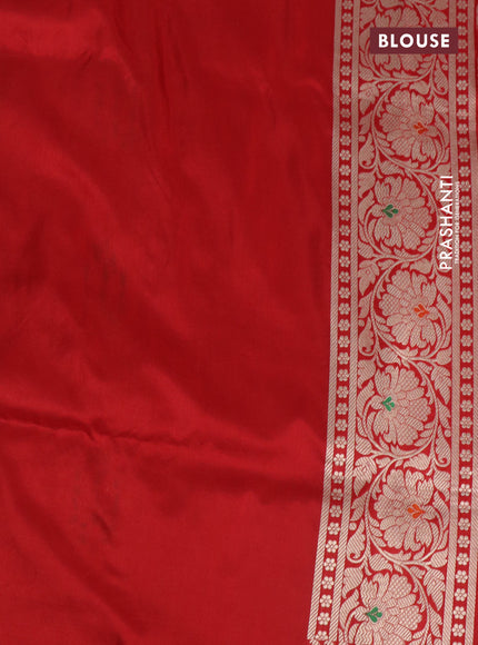 Pure banarasi uppada silk saree red with allover zari woven brocade weaves and zari woven border