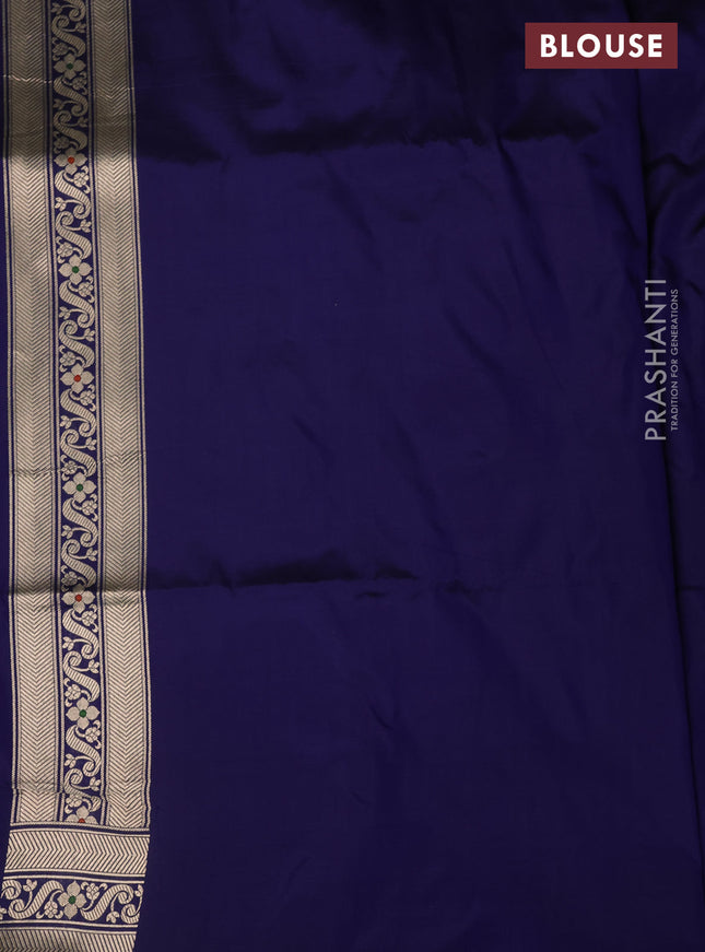 Pure banarasi uppada silk saree navy blue with allover zari woven pichwai design weaves and zari woven border