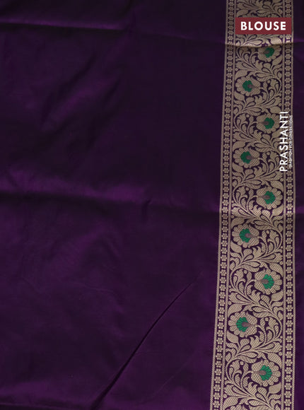Pure banarasi uppada silk saree violet with allover zari woven brocade weaves and zari woven border