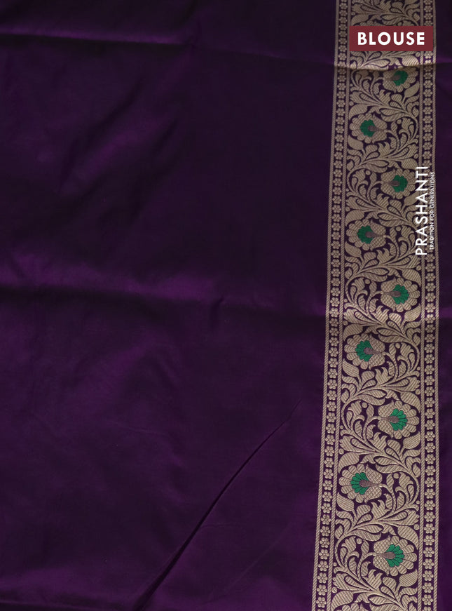 Pure banarasi uppada silk saree violet with allover zari woven brocade weaves and zari woven border